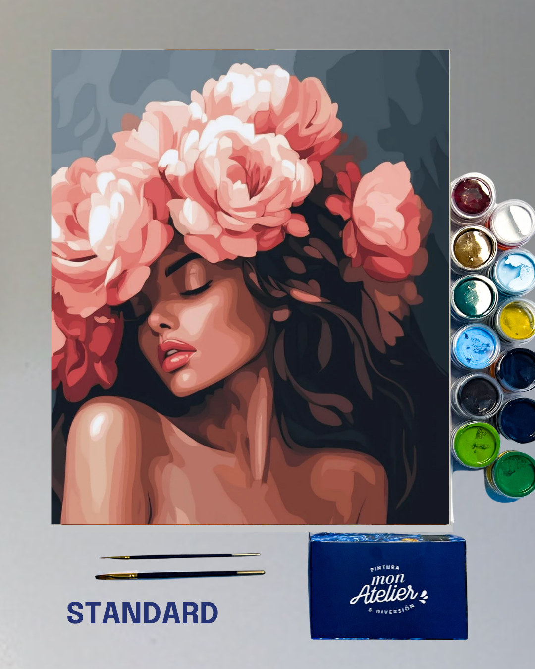 PINTURA POR NÚMERO - MUJER CON FLORES