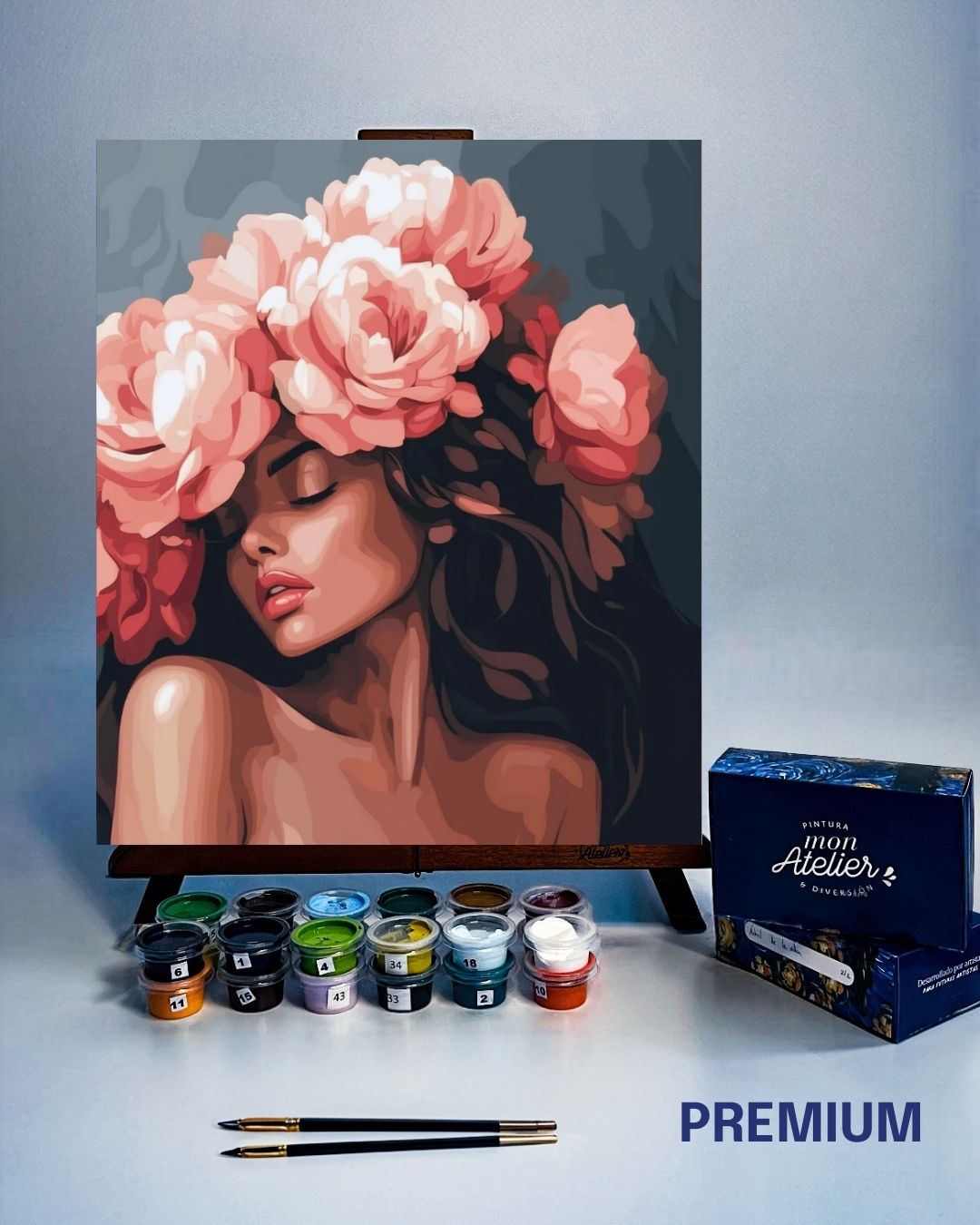 PINTURA POR NÚMERO - MUJER CON FLORES