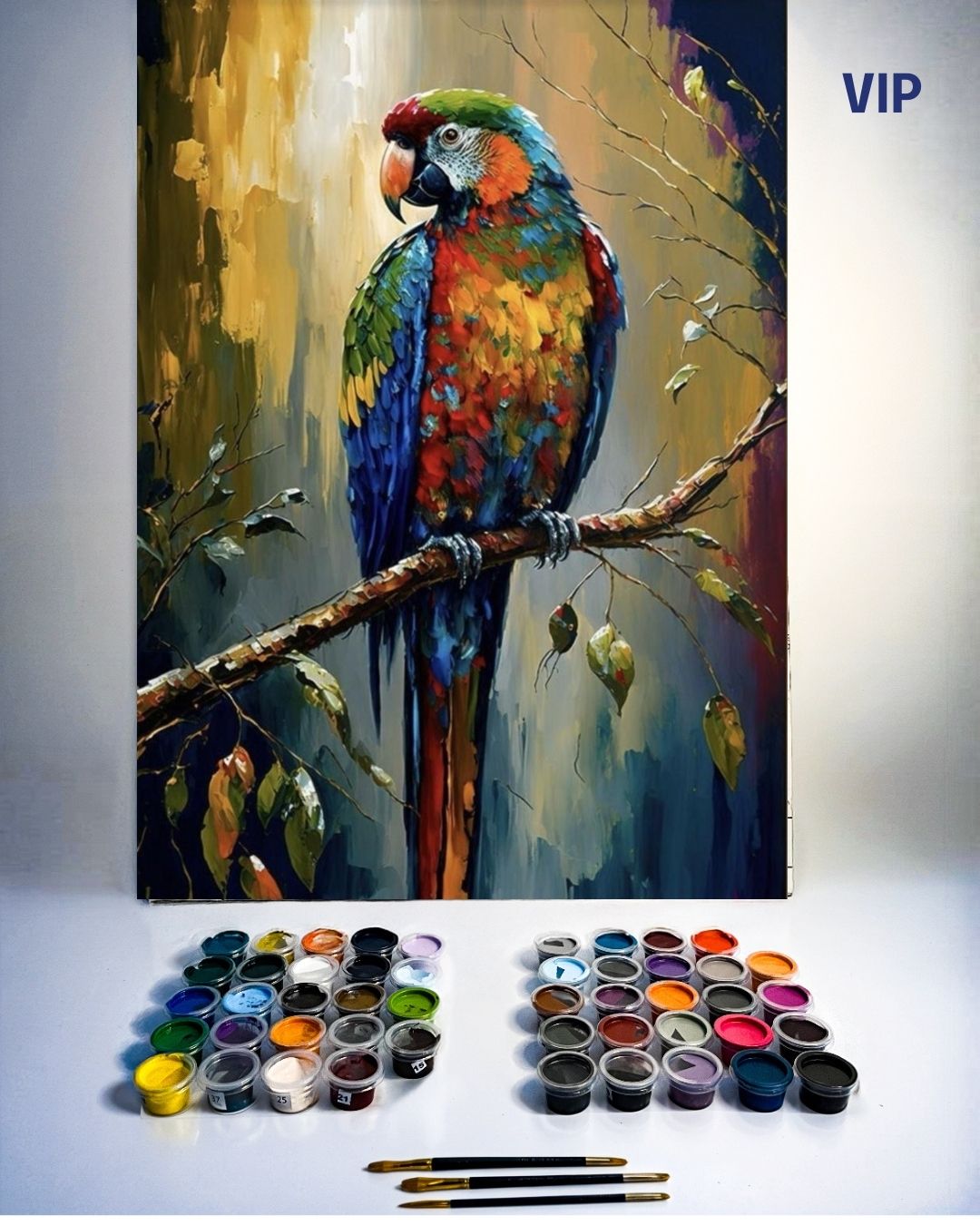 PINTURA POR NÚMERO VIP - GUACAMAYO