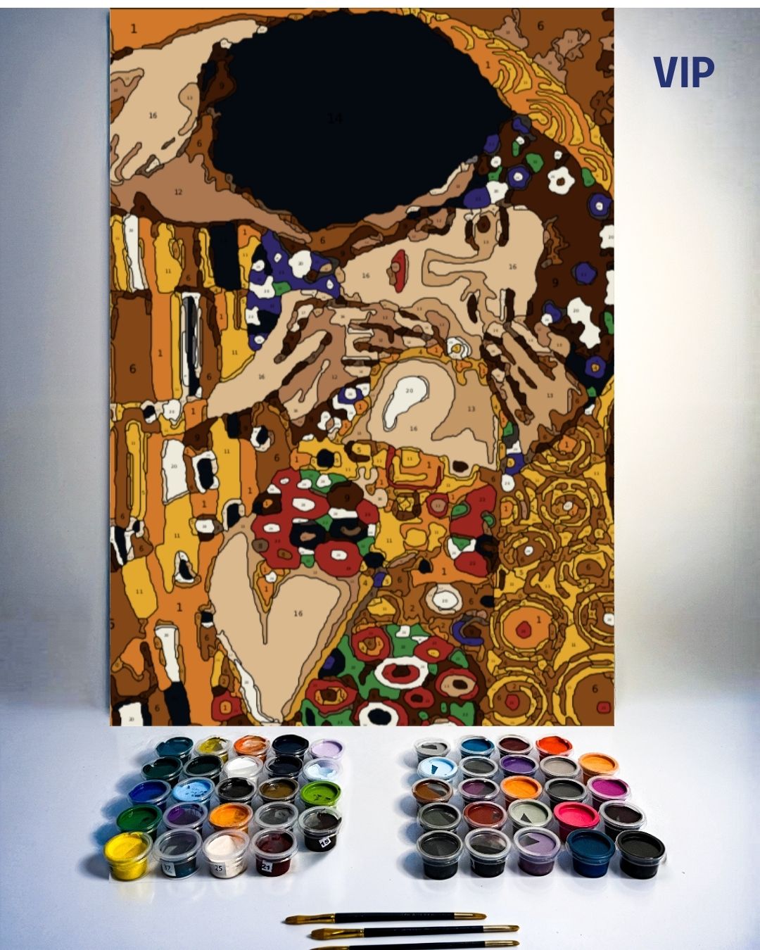 PINTURA POR NÚMERO VIP - BESO DE KLIMT