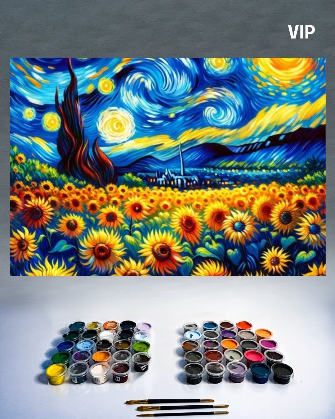 PINTURA POR NÚMERO VIP - GIRASOLES NOCTURNOS
