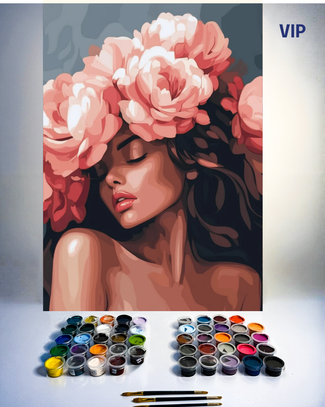 PINTURA POR NÚMERO - MUJER CON FLORES