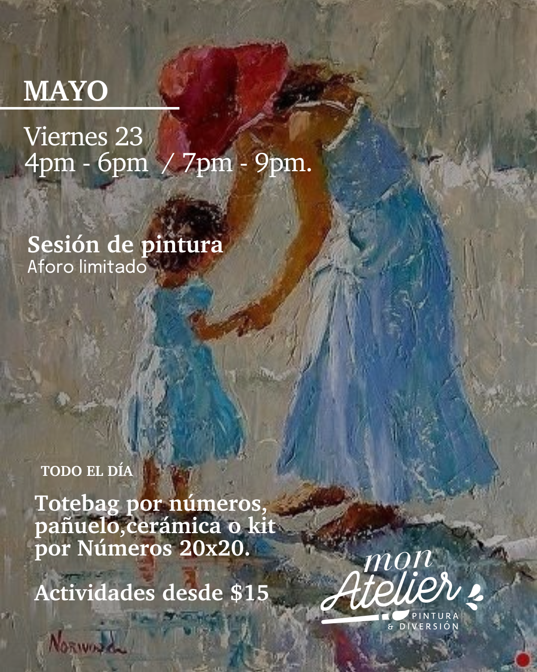 Sesiones de Pintura Disponibles – ¡Más de 5 experiencias creativas!
Elige entre varias actividades artísticas para disfrutar solo, en pareja o con amigos.
Incluye todos los materiales.
Reserva hoy y vive una experiencia llena de color y diversión.
