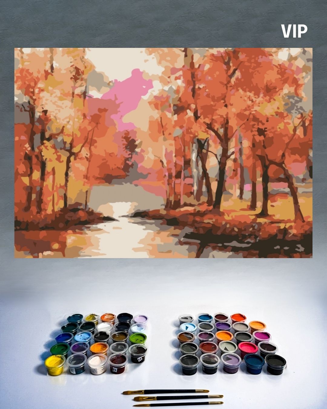 PINTURA POR NÚMERO VIP - BOSQUE EN OTOÑO
