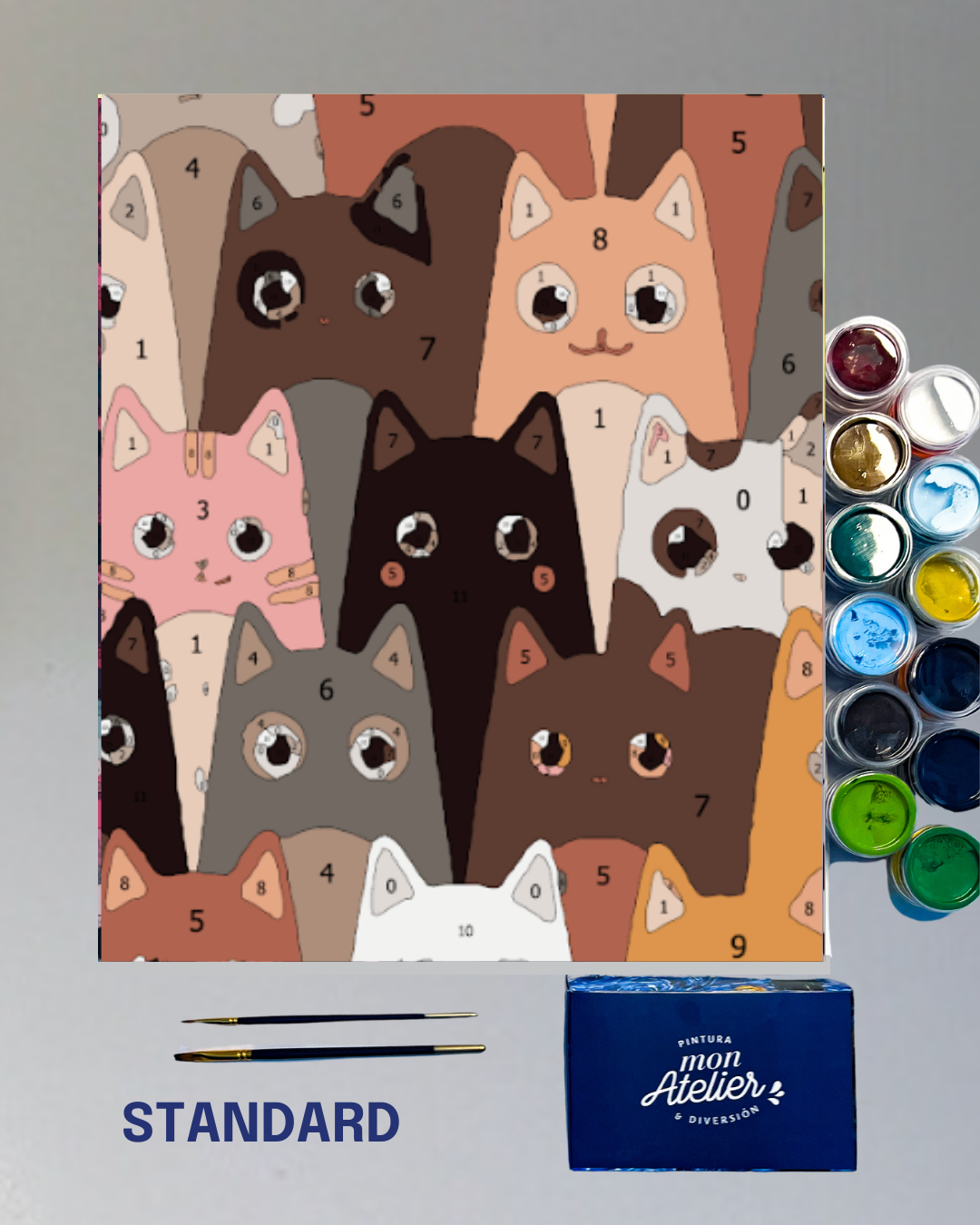 PINTURA POR NÚMERO - GATOS CAFES