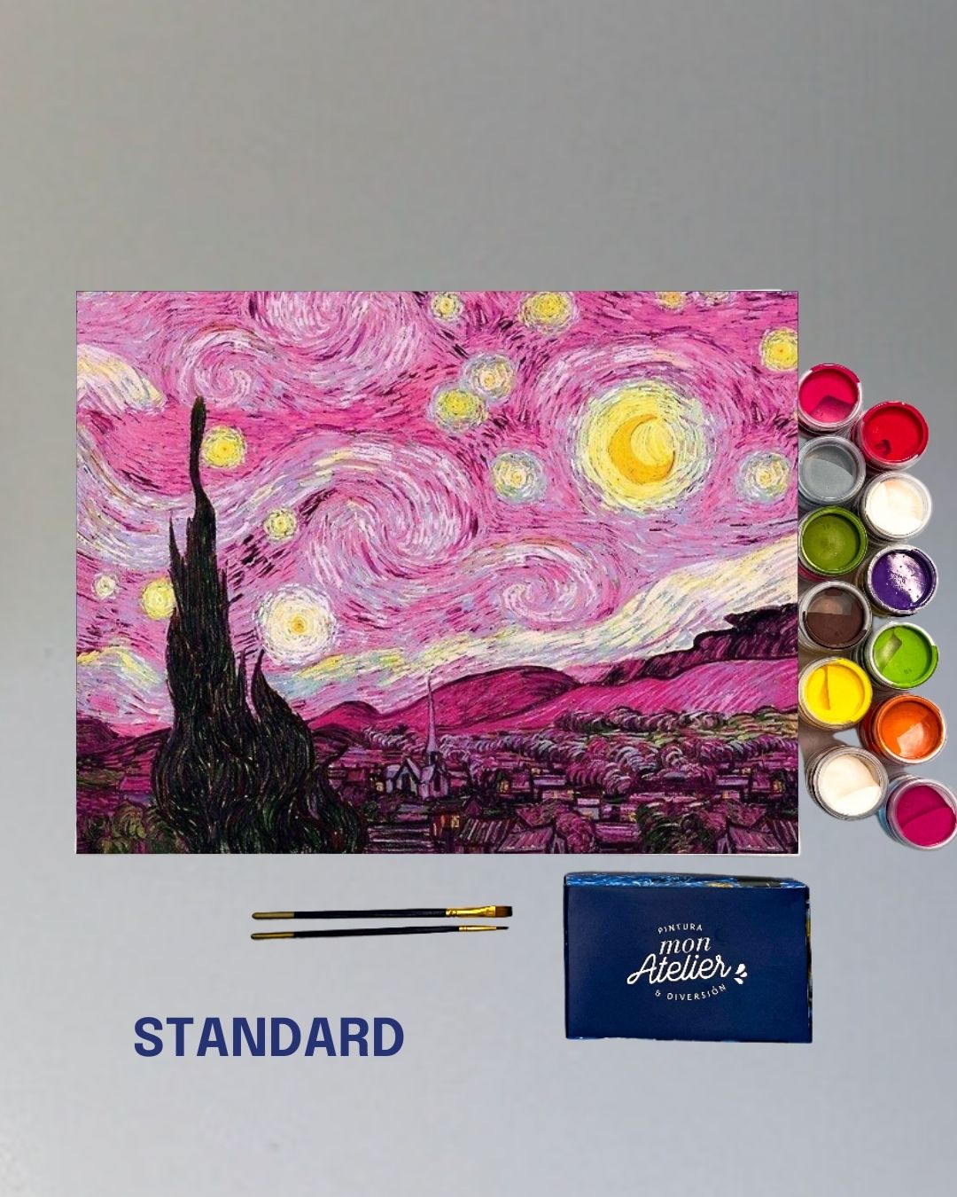 PINTURA POR NÚMERO STANDARD - NOCHE ESTRELLADA ROSA
